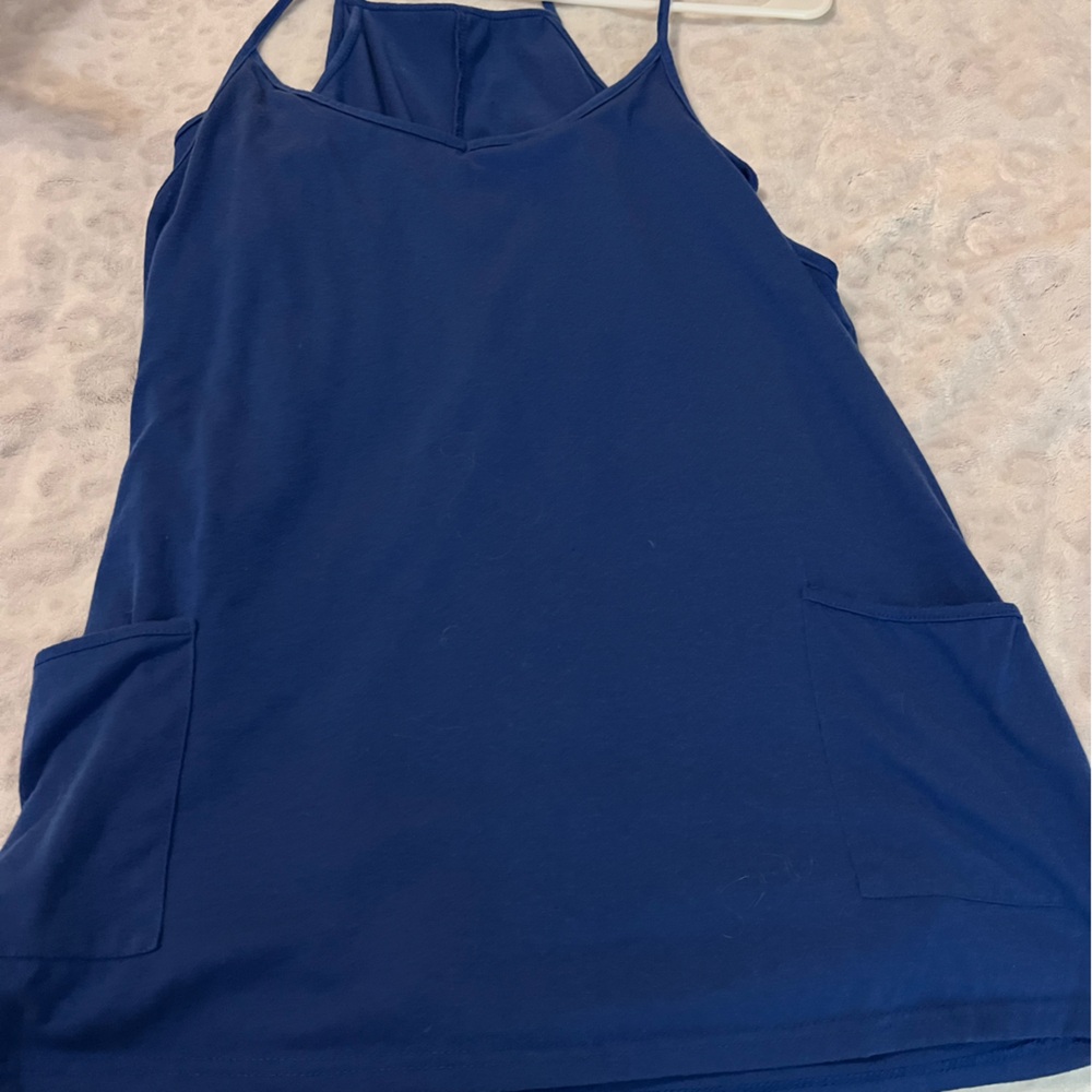 Women’s size large dress with built in tank and shorts navy blue size large